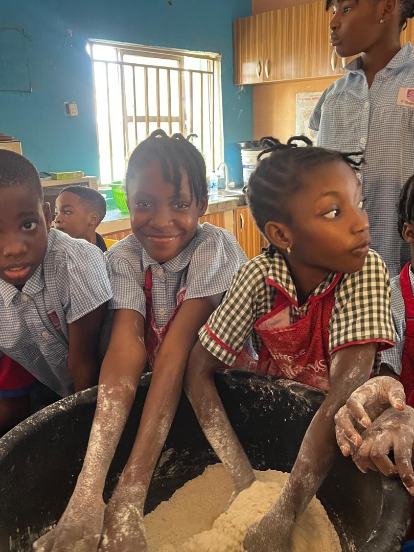 Students with baked goods